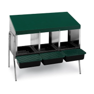 Snáškové hnízdo pro slepice se sběrným košíkem na vejce trojmístné na nožičkách